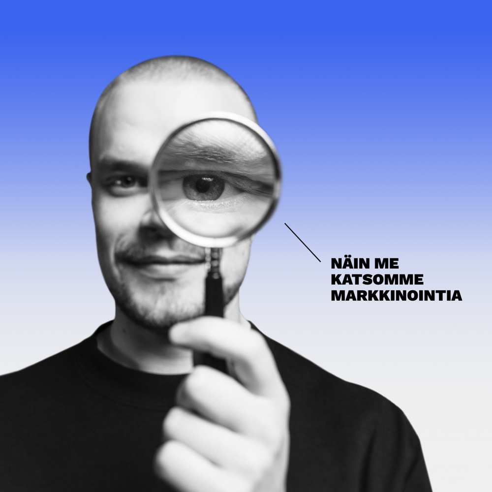 Mustavalkoinen leikattu muotokuva sinisellä liukuvärillä